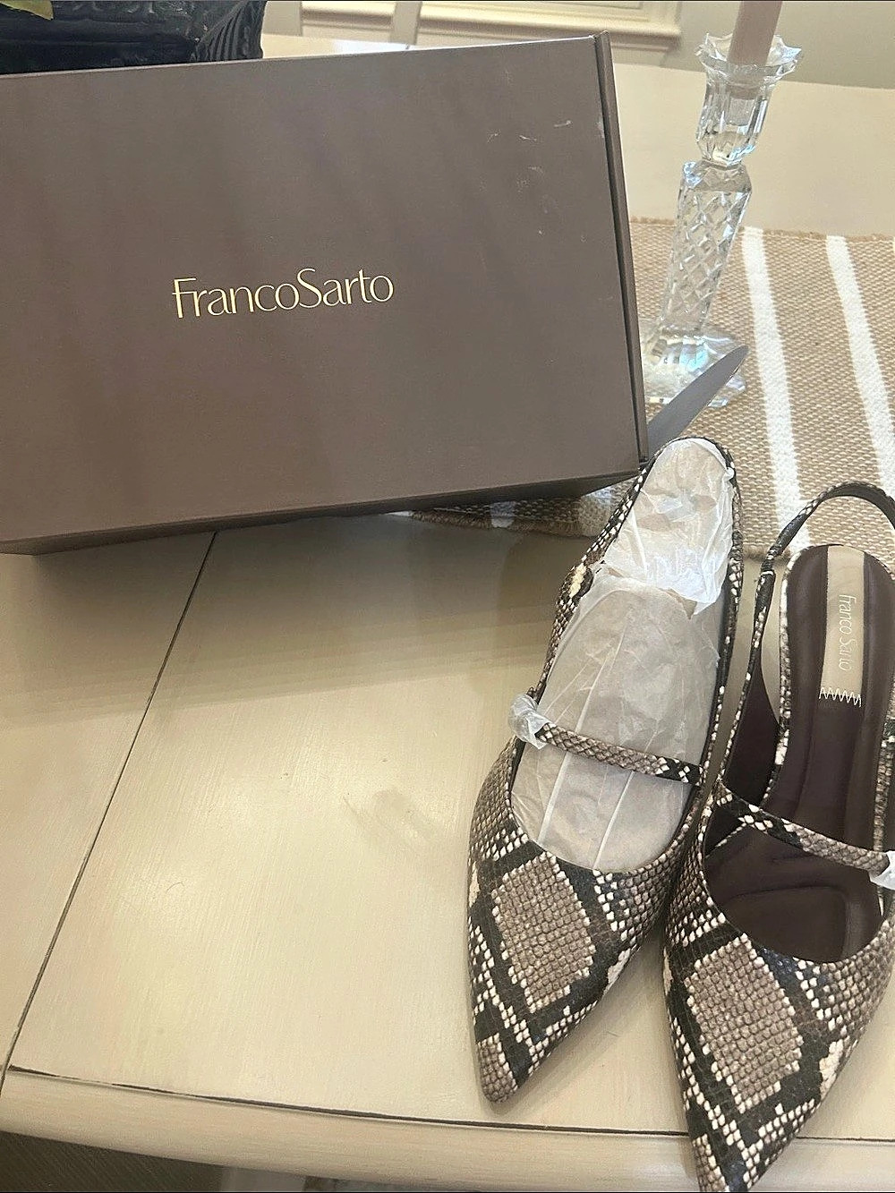 Franco Sarto K- KHOLE Pointed Slingback Heels Black & White US 9 M